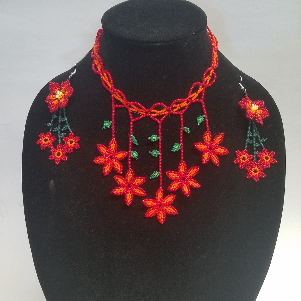 Huichol necklace and Earing set